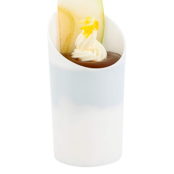 Plastic Incline Cup, Incline Glass, Dessert Cup, Fruit Cup - 3 oz - White - Round - 100ct Box - Restaurantware