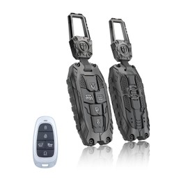 TALKMOON Key Fob Cover for Hyundai 5 Buttons Key Case,Heavy Key Shell Protector Keychain Accessories for 2024 2023 2022 Hyundai Sonata Tucson Santa fe Palisade Key Fob (Model-A-Black)