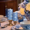 Baquler 3 Pcs Chinoiserie Flameless Pillar Candles Blue and White
