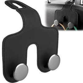 JESTOP Car Headrest Hook, Bags Hanger for Car, Leatehr Car Double Hooks for Purses and Bags, Car Hanger Storage Holder for Handbag Coat Umbrella, Car Inside Accessories