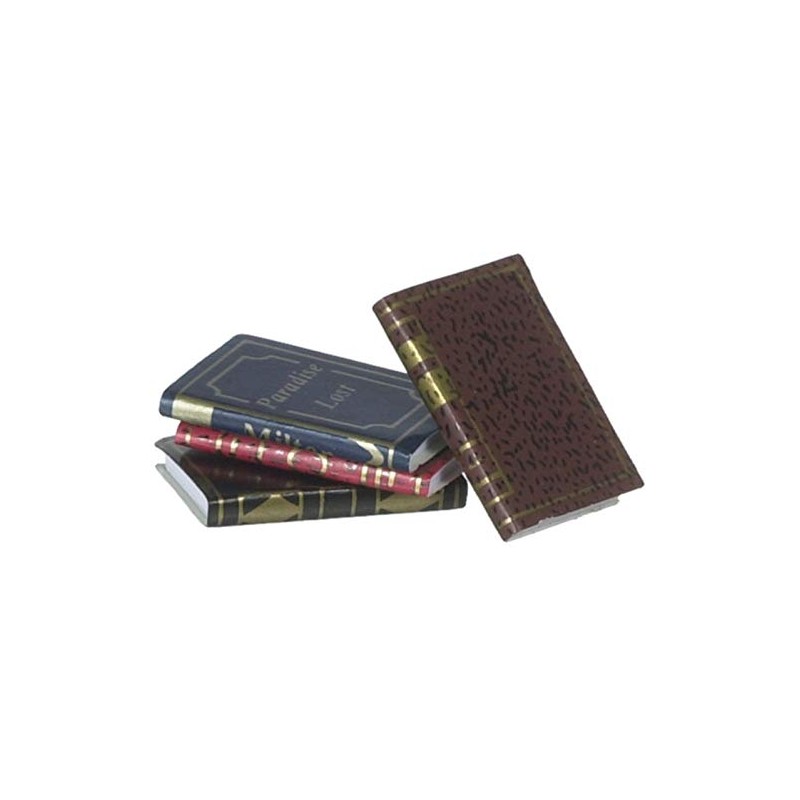 Dollhouse Miniature Set of 4 Gold Embossed Books