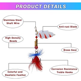 OROOTL Spinner Fishing Lure Set, Blinker Fishing Accessory Box for Trout, Pike, Zander