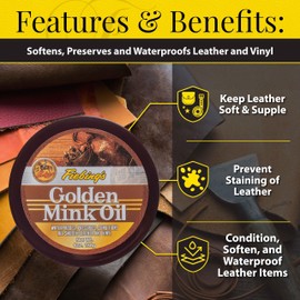 Fiebing's Golden Mink Oil for Leather Boots (6 Pack, 6 oz Each) - Leather Cleaner & Conditioner - Waterproof, Preserve, Soften All Smooth Leathercraft & Vinyl - Prevents Salt Stains On Couch, Purse