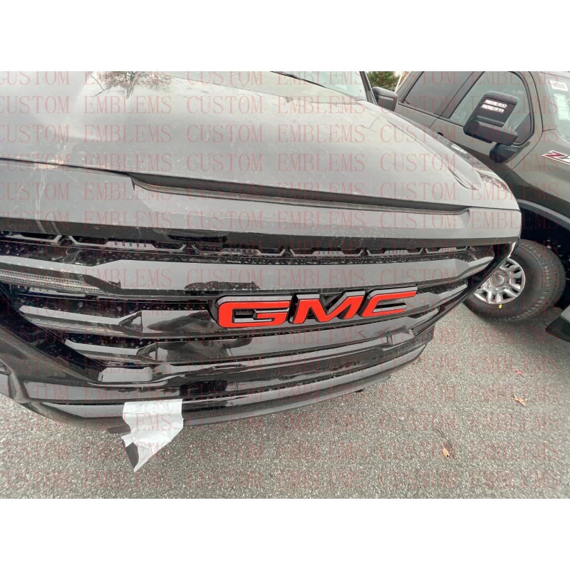 Auto Front Rear GMC Black Red Emblem Overlay 2019-2022 GMC