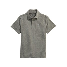 vineyard vines Boys' St. Jean Stripe Sankaty Performance Polo, Gray Pine/White Cap
