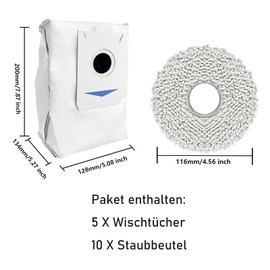 15 Pack Mop Pads and Dust Bag for Ecovacs Debot X5 Omni / X5 PRO Vacuum Replacement Accessories, 5 Washable Mop Cloths 10 Vacuum Dust Bags