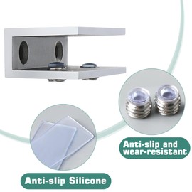 Alise Glass Shelf Brackets 2Pcs, Adjustable Shower Glass Clamps, Heavy Duty Clamp Holder, SUS304 Stainless Steel Brackets for 8-12mm Wood/Glass Shelves and Wall-to-Glass Connection, Polished Chrome