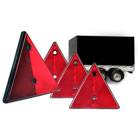 BISOMO 4 x reflector triangle, rear reflector, trailer triangle, red, 150 mm, for cars and trailers with E-mark