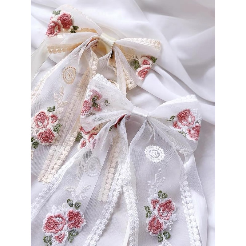Cinta de encaje con bordado, delicada cinta de bordado de