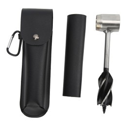 Hand Auger Wrench Set Stainless Steel Multifunctional Portable Manual Wood Auger Drill Bit with Storage Bag Black PU Leather Bag and Holster