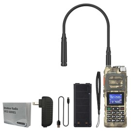 UV-25 Two Way Radio Long Range with Gooseneck Antenna Upgraded BAOFENG UV-5R Radio H/M/L Tri-Power Ham Radio FM Air NOAA Multi-Band Receiver (Beige)