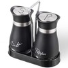 Lonffery Salt and Pepper Shakers Set, Stainless Steel with Glass