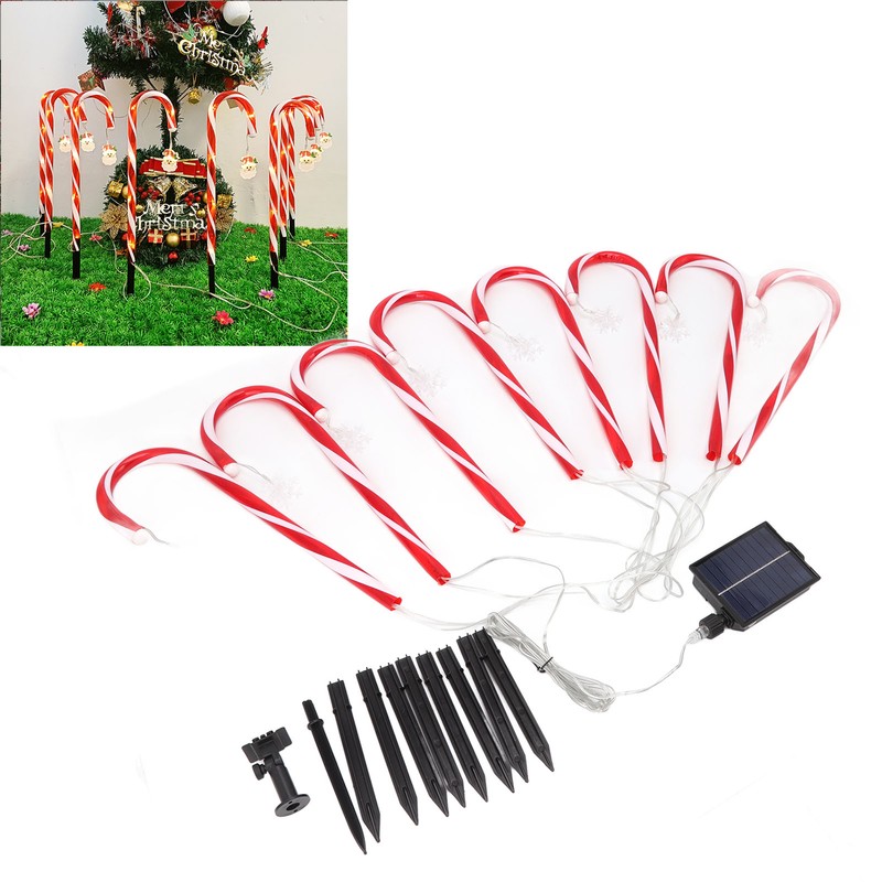 Christmas Candy Cane Light 1 for 8 Solar Candy Cane