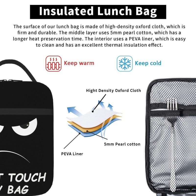 NKHFNBIO Don't Touch My Bag Funny Insulated Lunch Box with