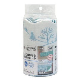 Meiwa Gravure RKS-0112 Frosted Glass, Compatible with Uneven Glass, Peel and Stick Condensation, Water Absorption Sheet, Mold Resistant, Double-Sided Pattern, Tree Pattern, Blue, 4.7 x 35.4 inches (12 x 90 cm), Pack of 2