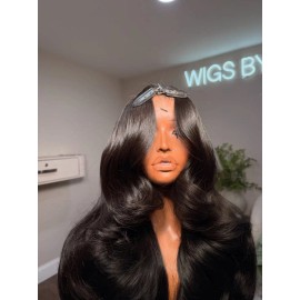 Vietnmese Bone Straight Human Hair Wigs 13x4 HD Lace Frontal Wigsstyle: Straight, color: Black, Stretched Length: 10"