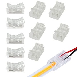 Paifeancodill LED Light Strip Connectors - 2Pin, 10 Pcs Lighting Connector, 8mm Wide Unwired Gapless Solderless Strip to Wire Quick Adapter for Waterproof/Non-Waterproof Single Color LED Light Strip
