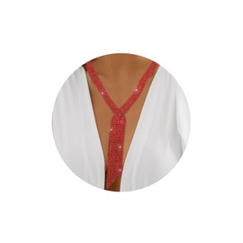 ELABEST Long Rhinestone Necklace Statement Tassel Necklaces Crystal Layered Y Choker for Women (Red)