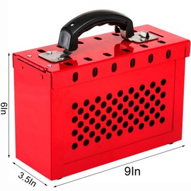 WUWEOT Group Lock Box, Red Portable Lockout Tagout Box Loto Box, Group Safety Lock Box, Padlock Box with 12 Locking Holes for LOTO Procedures
