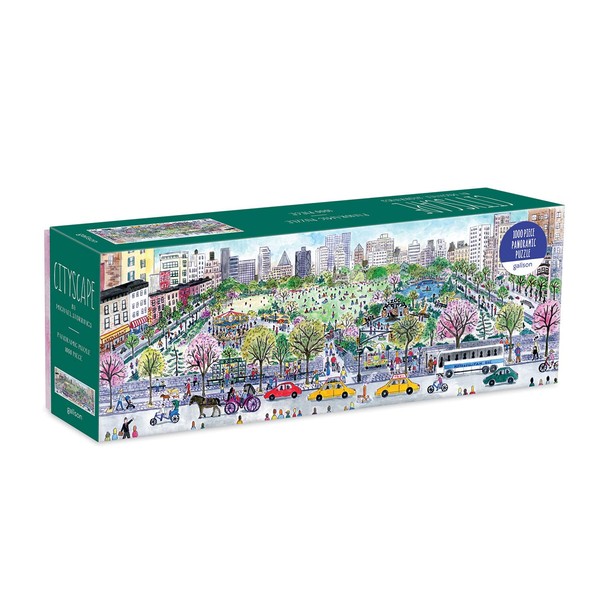 Michael Storrings Cityscape Panoramic Puzzle, 1,000 Pieces, 39” x 14” – City Skyline Jigsaw Puzzle Featuring Colorful Artwork by Storrings – Thick, Sturdy Pieces, Challenging Family Activity