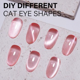 AILLSA Glass Cat Eye Gel Nail Polish, 15ml Pink Glitter Jelly Sheer Gel Polish, Translucent Magnetic Shimmer Sparkle Nail Art U V Salon 0.5 OZ GF35