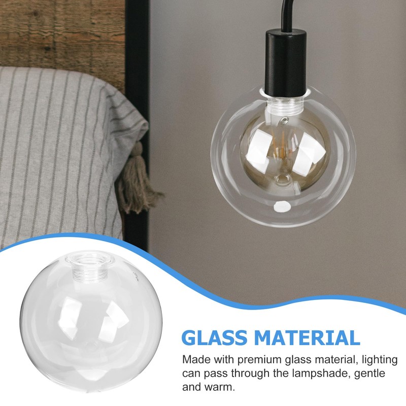 HOMSFOU Clear Glass Globe - 100mm Ball Lamp Shade Replacement