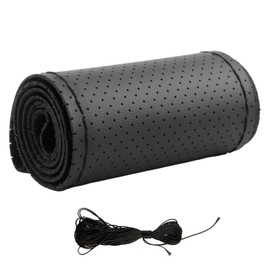 Steering Wheel Covers Made of Soft Fibre Leather DIY Steering Wheel Cover Universal 37-38 cm Leather Look Black with Needle and Thread Interior Accessories Non-Slip Steering Wheel Cover for Women and