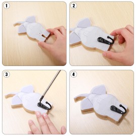 Qunclay 4 Pcs Safari Animal Wall Hooks Decorative Coat Wall Mounted Hooks Wooden Elephant Giraffe Zebra Dog Hanger for Nursery Bedroom Home Decor