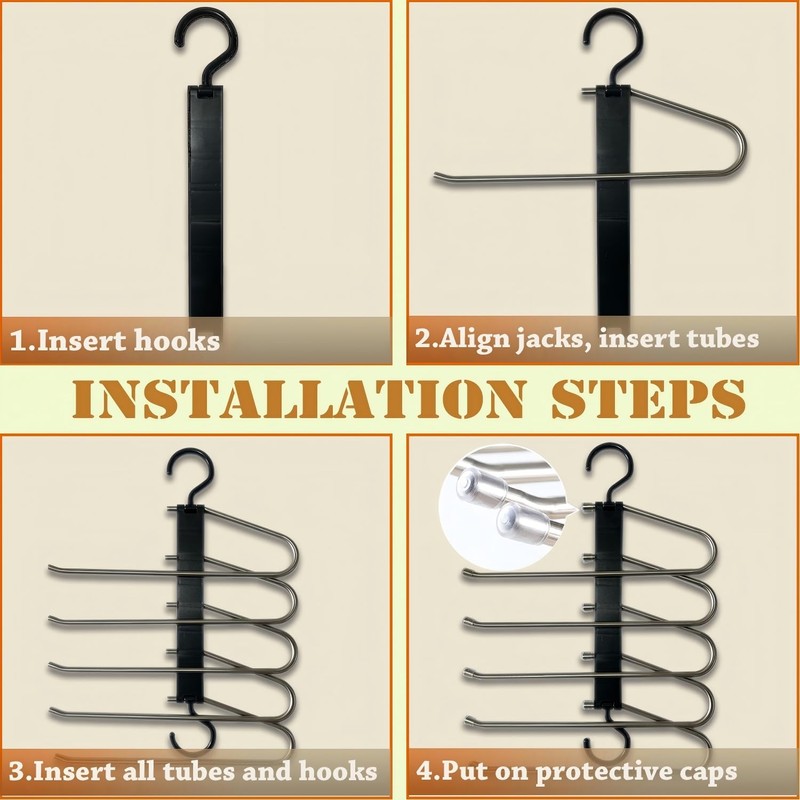 Denipry 2 Pack Trouser Hangers Space Saving, Stainless Steel Hangers