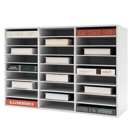 lkoewqzamx Literature Organizer, Wooden Mail Organizer, Paper Storage Cabinet with Adjustable Shelves for Home, Office, School, Student Mailbox for Classroom Home School Office (White)