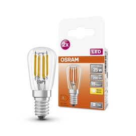 OSRAM Special T26 FIL 25 Small LED Special Lamp with E14 Screw Base, Extremely Small Design, Double Pack, 2.8 W, 250 lm, 2700 K, Warm White Light, Good All-Round Light Output, Long Service Life