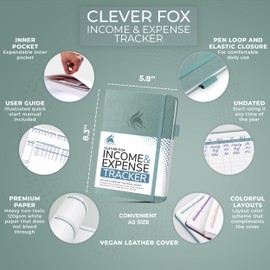 Clever Fox Income & Expense Tracker – Accounting & Bookkeeping Ledger Book for Small Business – 1-Year Record Notebook, A5 (Blue Surf)