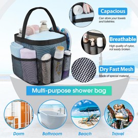 Mesh Shower Caddy Portable for College Dorm Room Essentials with 8 Pockets, Hanging Shower Caddy Dorm Basket, Quick Dry Shower Bag for Bathroom