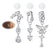 AVYRING 3 Pcs Silver Fake Belly Button Rings Clip On,