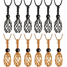 weryerker 12 PCS Crystal Cage Necklace Holder Necklace Cord Empty Stone Holder Replacement Wax Rope with Adjustable Length(Style 2)