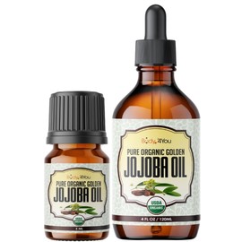 BodyJ4You Organic Golden Jojoba Oil - USDA 100 Pure  Natural (125ml) - Moisturizing Oil for Face, Hair, Skin  Nails - Cold Pressed, Hexane Free, Anti 