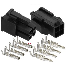 Molex 4-Pin Black Connector Pitch 4.20mm.0165" w/18-24 AWG Pin Mini-Fit Jr ™ (3 Match Set)