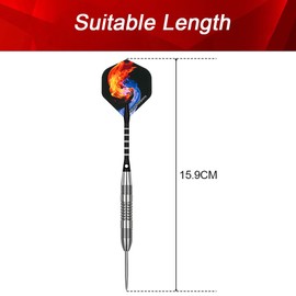 flintronic 6 Pack Steel Darts Set, Professional 23g Darts Tip with Non-Slip Stainless Steel Shaft, 4 Style Poly Flights, PVC Shafts, Dart Sharpener, Rubber Rings, Flight Protecter
