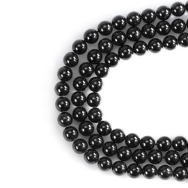 6mm Natural Gemstone Round Black Tourmaline Loose Beads for Jewelry Making Bracelets Necklace Earrings Art Craft (60-62pcs/strand)