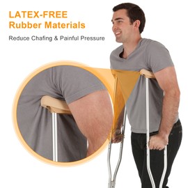 Almohadillas de repuesto para muletas, acolchado para muletas de brazo, empuñaduras de mano y tapas de pies, se adapta a muletas de aluminio estándar (juego de 6 piezas) (color amarillo)