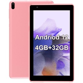 BYANDBY Tablet 7 inch Android 12.0 Tablet, 4GB+32GB ROM （1TB Expand）, Quad-Core, WiFi, GMS, Dual Camera, Educational, Games(Pink