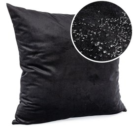 ANRO Cushion Cover Cushion Cover Decorative Cushion Sofa Cushion Couch Cushion Velvet Black 50 x 50 cm without Filling