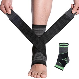 Vivva Ankle Support Compression Brace Support Adjustable Sleeve for Injury Recovery, Joint Pain, Arch Brace Support & Foot Stabilizer, Ankle Wrap Protect Against Ankle Sprains (1 piece) (XL Black)