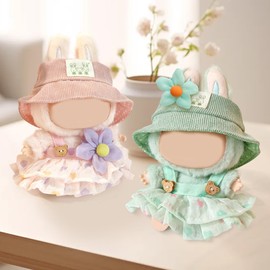 17cm Doll Clothes Set, 3 Pieces Dress Hat Skirt Outfit Set for 1st/2nd/3rd La bu Doll, Stylish Flower Doll Hat Clothing Set