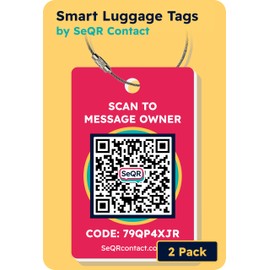 Smart Luggage Tags | Privacy QR Code Luggage Tag Keeps Personal info Private | Customizable Travel Suitcase Tags for Women Men | Use with GPS Bag Locator Tracking, Air Tag for Android or iOS