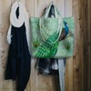 NymphFable 2 Pack Tote Bag Reusable Peacock Green Shopping Bags