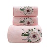 USTIDE 3 Pieces Pink Rose Flora Bath Towel Set, Ultra