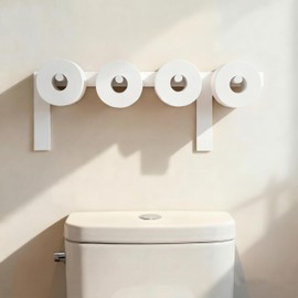 21 Inches Poop Wood Toilet Paper Holder Funny Poop Toilet Roll Stand Storage Shelf Cute Bathroom Space Saving Wall Mount Artistic Decor Functional Suitable for Various Sizes of Paper(White)
