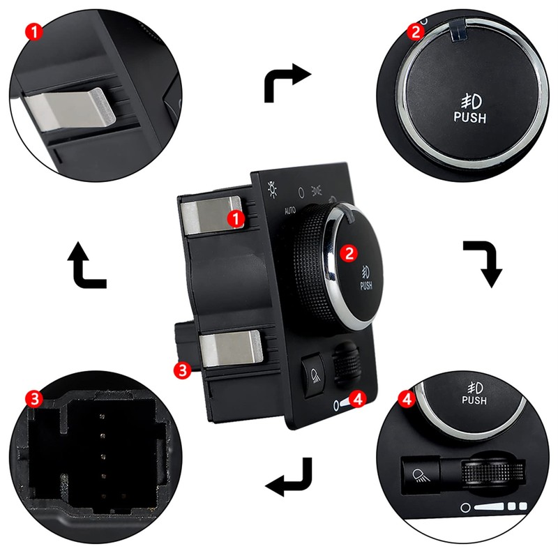 ANTUKO Head Light Fog Lamp Switch Knob 68146507AA Replacement for