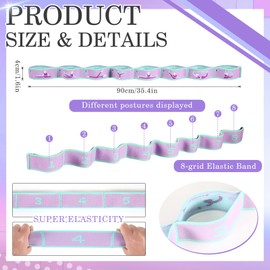 1 Pcs Stretch Strap for Kids Elastic Gymnastics Stretching Ballet Dance Band with 8 Loops Adjustable Exercise Training Resistance Strap for Children Stuff Pilates Latin Yoga Equipment (Purple)